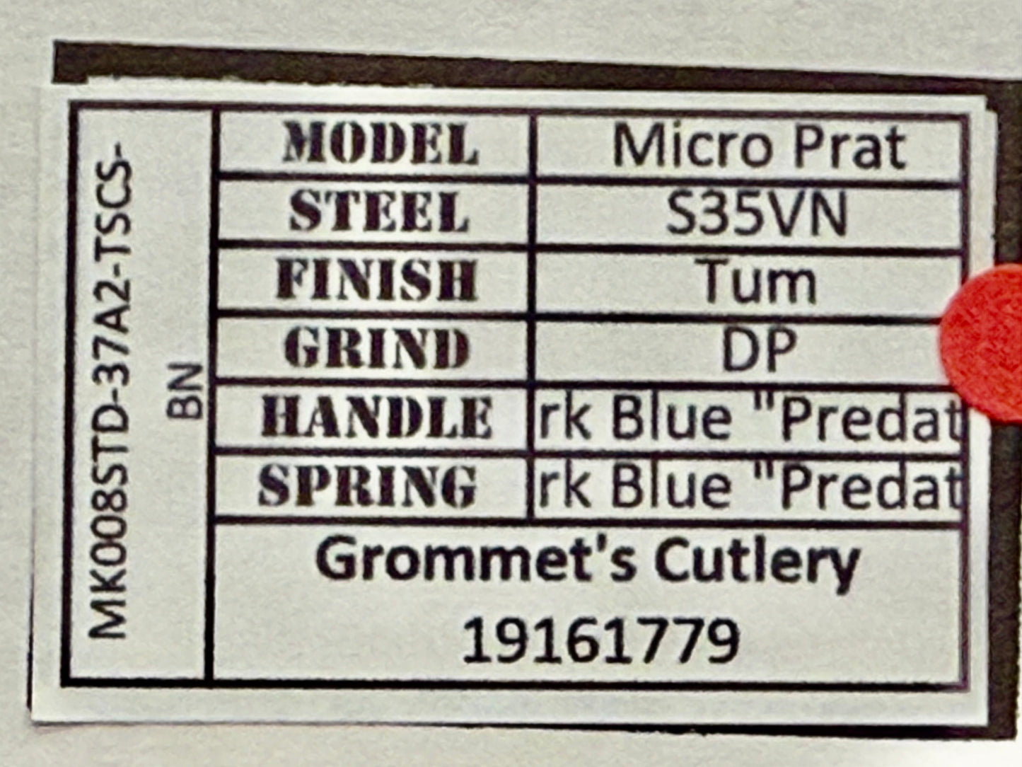 Medford Praetorian Micro T Tumbled Drop Point S35VN