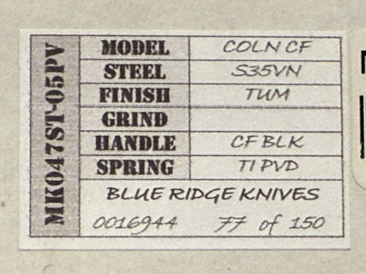 Medford Colonial Tumbled Drop Point S35VN