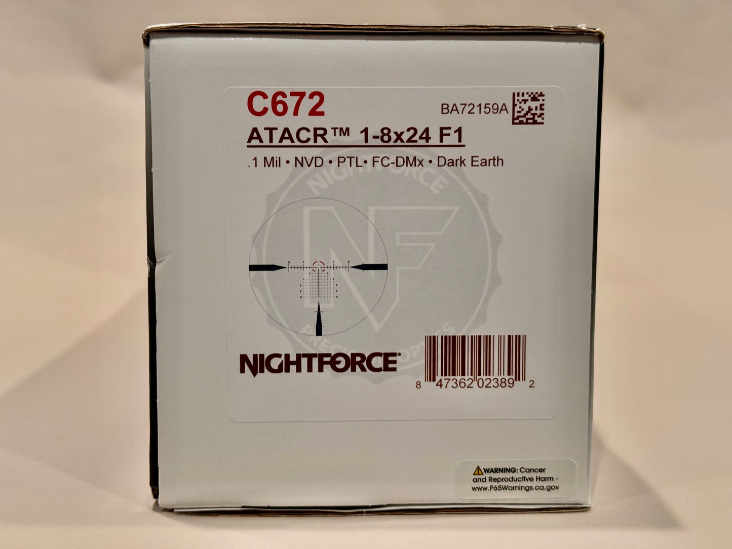 Nightforce ATACR 1-8 FC-DMx Dark Earth NVD PTL .1 MIL-RAD BA72159A