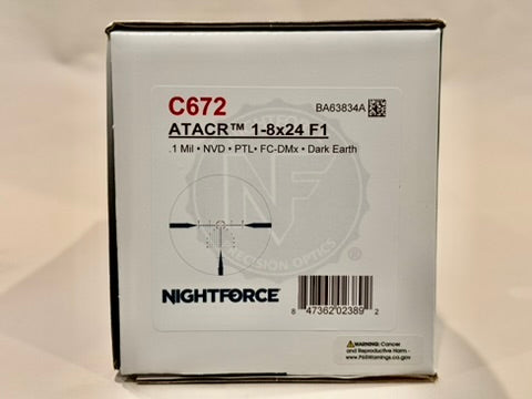 Nightforce ATACR 1-8 FC-DMx Dark Earth NVD PTL .1 MIL-RAD BA63834A