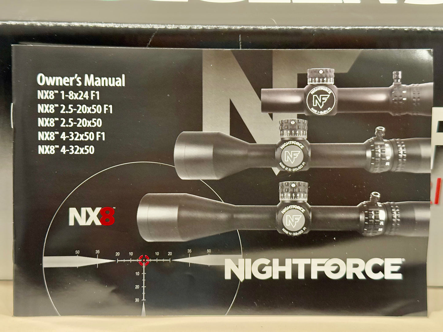 Nightforce NX8 1-8 FC-MIL & Scalarworks LEAP/08 ILLUM PTL .2 MIL-RAD AA55081B