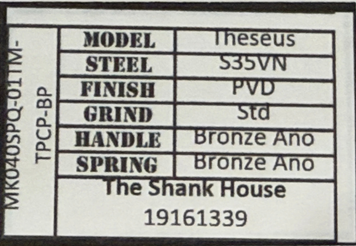 Medford Theseus Black PVD Standard S35VN