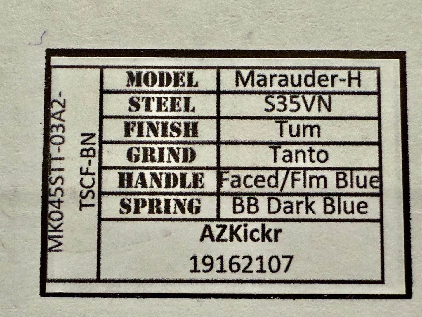 Medford Maurarder H Tumbled Tanto S35VN