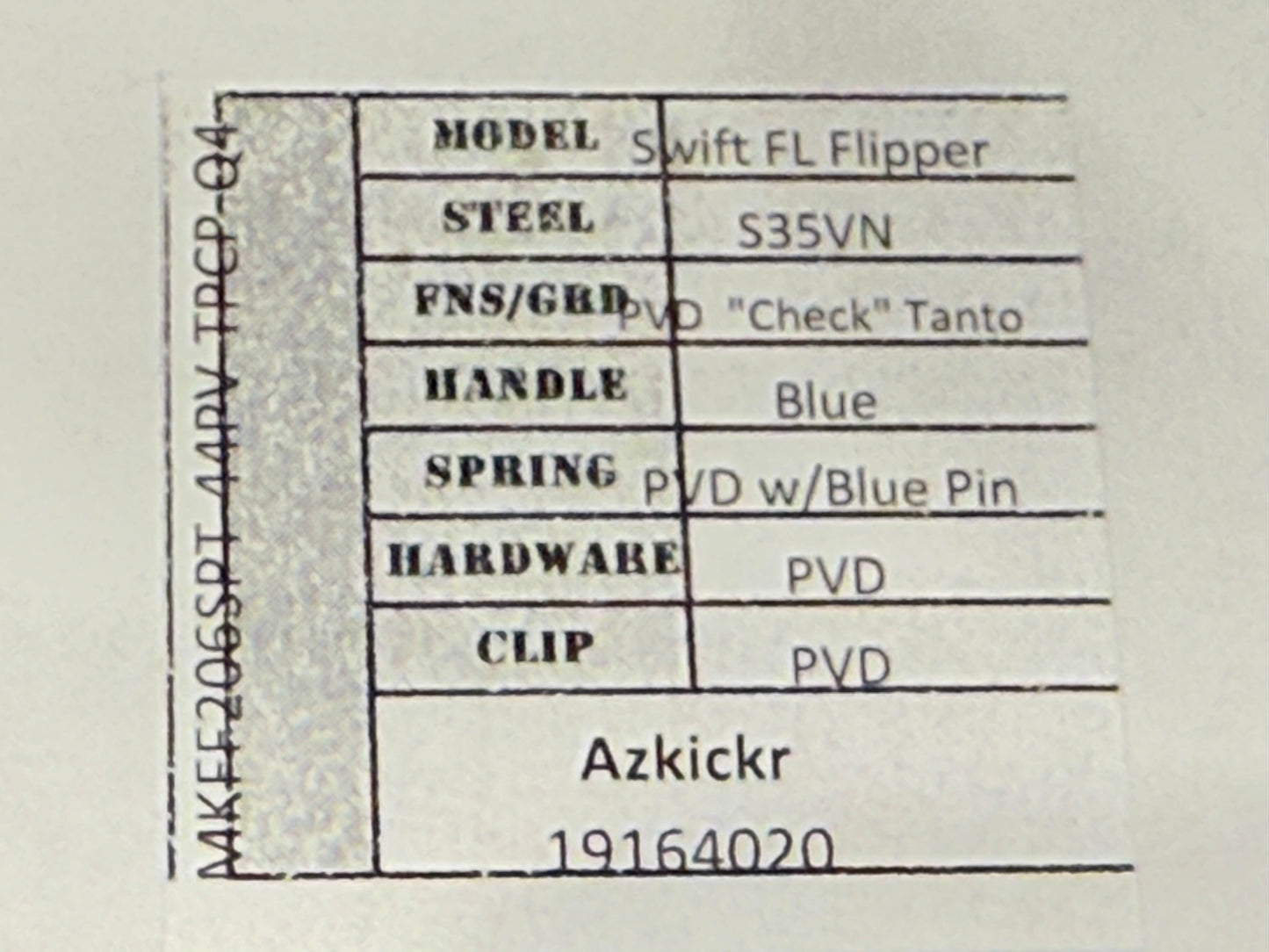 Medford Swift Flipper PVD Standard S35VN