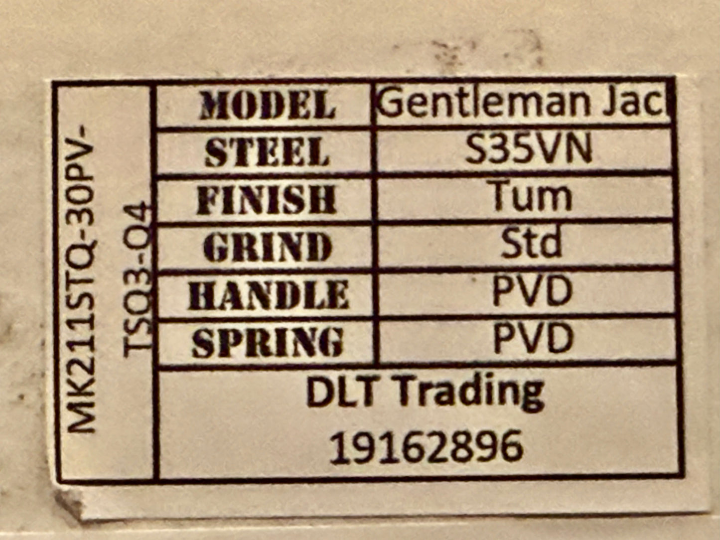 Medford Gentleman Jack Tumbled Standard S35VN