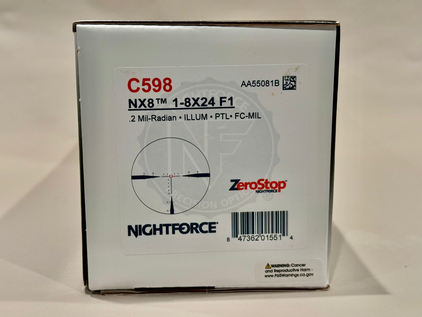 Nightforce NX8 1-8 FC-MIL & Scalarworks LEAP/08 ILLUM PTL .2 MIL-RAD AA55081B