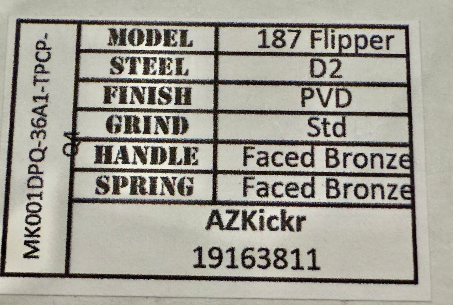 Medford 187 Flipper PVD Standard D2