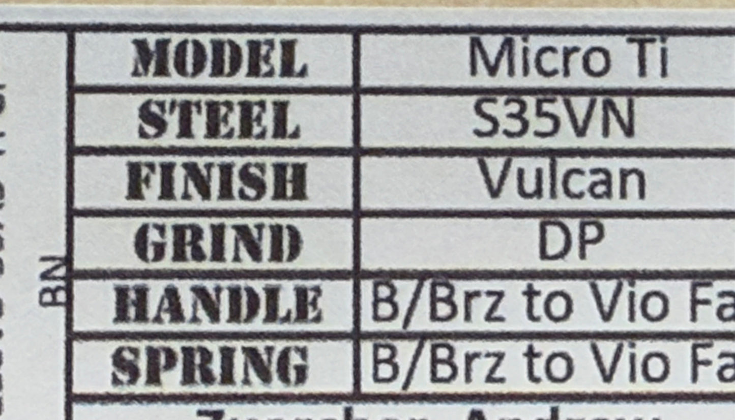 Medford Praetorian Micro Ti Vulcan Drop Point S35VN