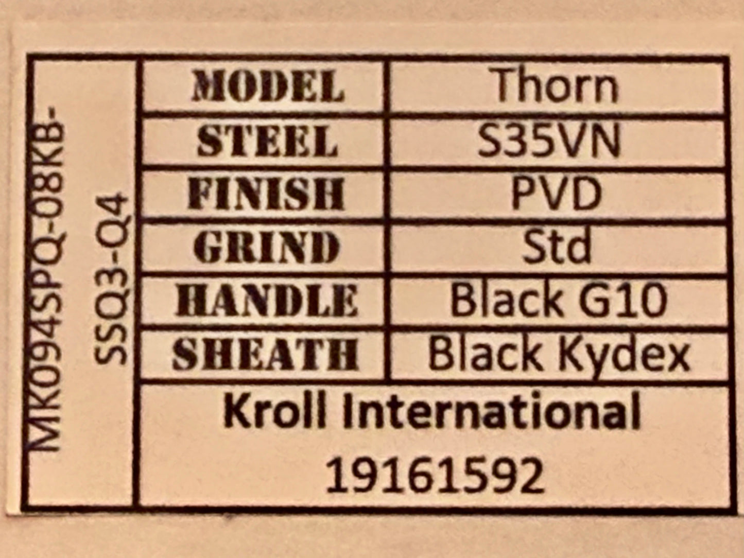 Medford Thorn Black PVD Standard S35VN