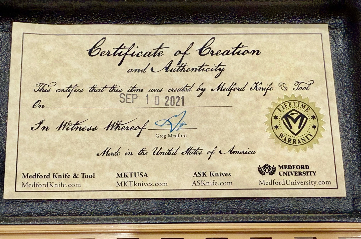 Medford Praetorian Ti Satin Tanto S35VN