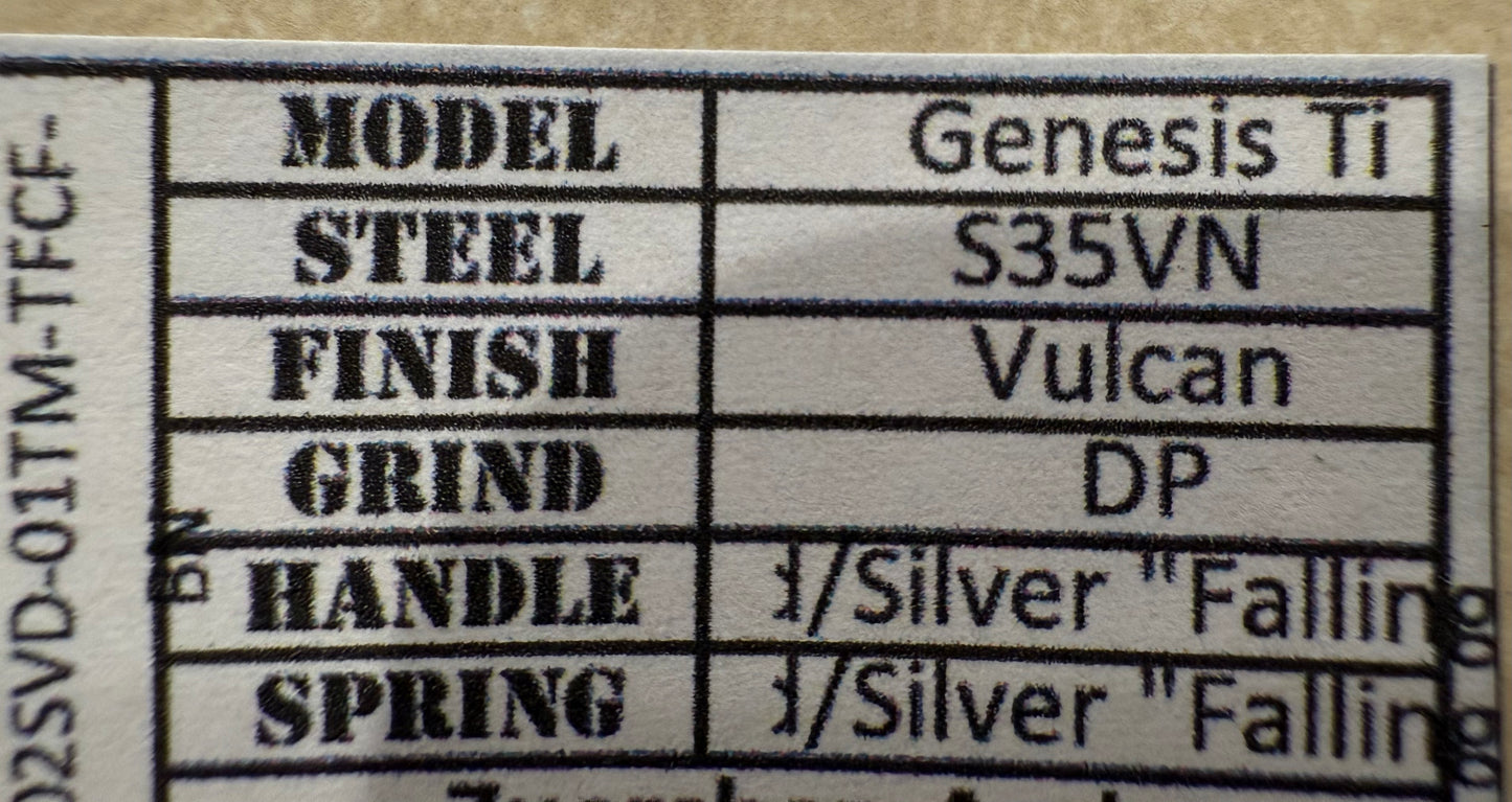 Medford Praetorian Genesis Ti Vulcan Drop Point S35VN