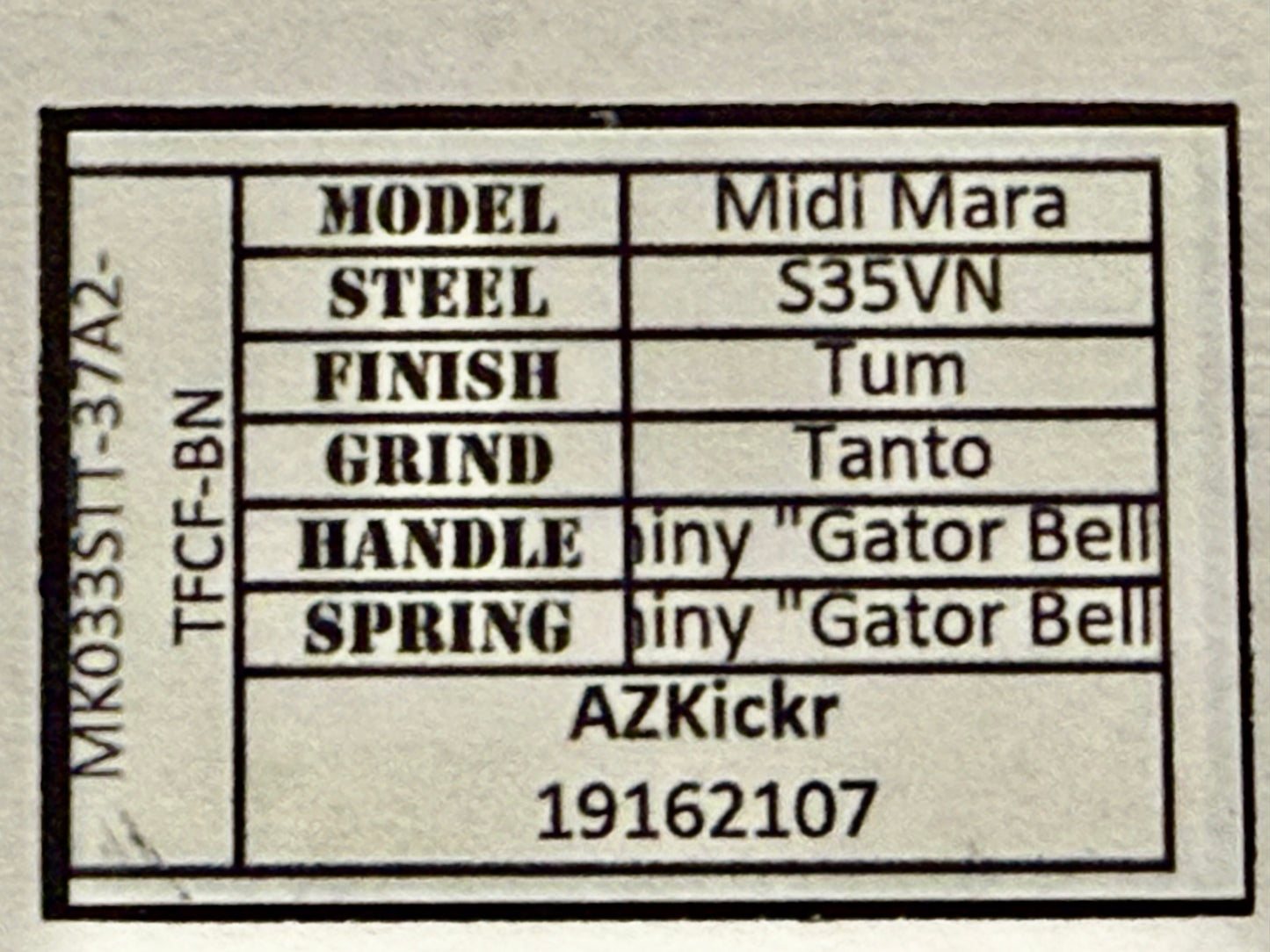 Medford Midi Maurader Tumbled Tanto S35VN